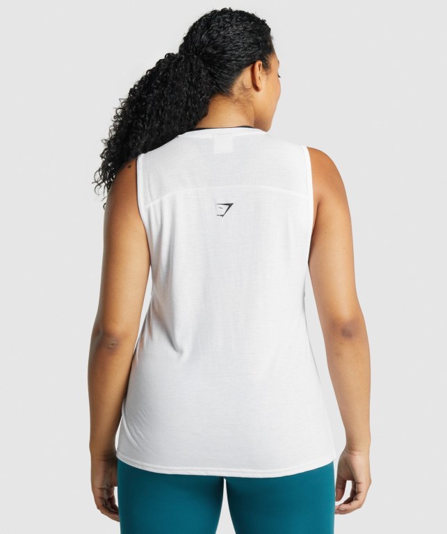 Camiseta De Tirantes Para Correr Gymshark Apollo Graphic Mujer Blancos | dJTdzmsVTAm