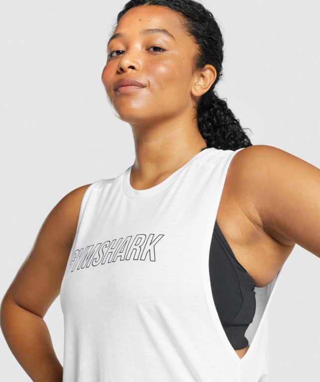 Camiseta De Tirantes Para Correr Gymshark Apollo Graphic Mujer Blancos | dJTdzmsVTAm