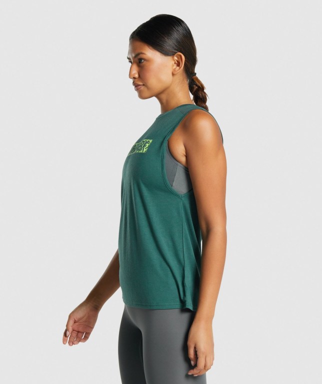 Camiseta De Tirantes Para Correr Gymshark Animal Graphic Infill Mujer Verdes | j6tfbhKj2Ht