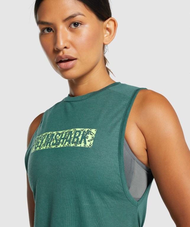 Camiseta De Tirantes Para Correr Gymshark Animal Graphic Infill Mujer Verdes | j6tfbhKj2Ht