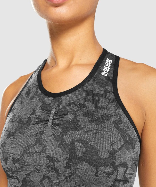 Camiseta De Tirantes Para Correr Gymshark Adapt Camo Seamless Mujer Negros | mMasO2495S9