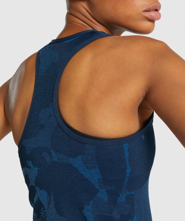 Camiseta De Tirantes Para Correr Gymshark Adapt Camo Seamless Mujer Azul Marino | vdRfHySQjmV