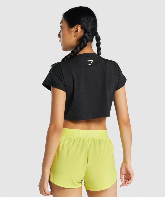 Camiseta Gymshark Animal Graphic Infill Crop Mujer Negros | 9CIuLoRGtQP