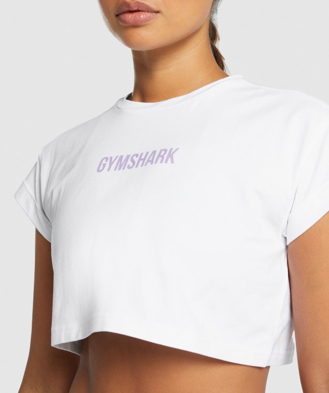 Camiseta Gymshark Camo Graphic Crop Mujer Blancos | thTXzRaIO75