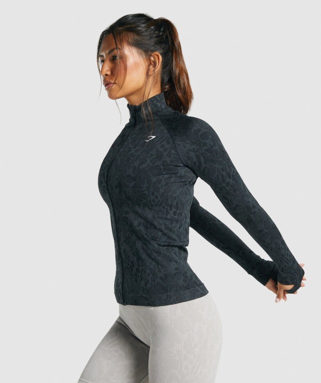 Chaquetas Gymshark Adapt Animal Seamless Zip Up Mujer Negros | jJcKfHeByE6