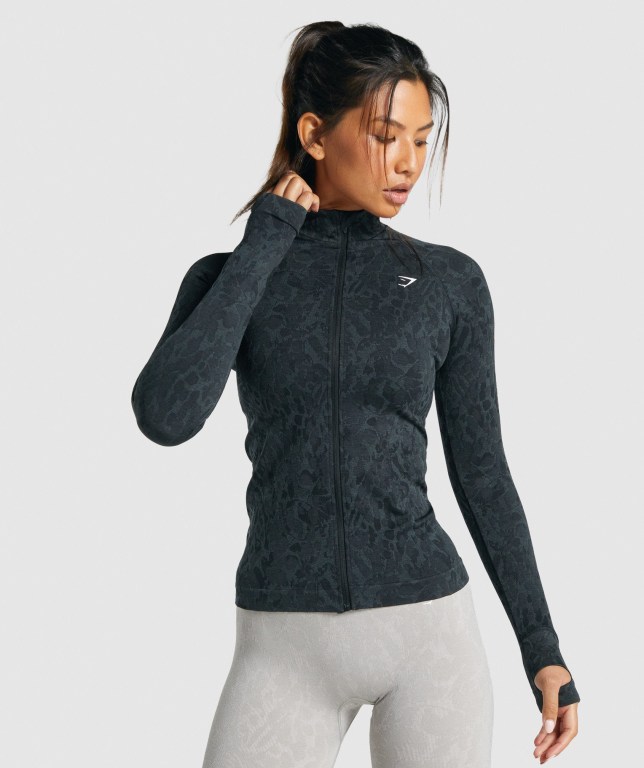 Chaquetas Gymshark Adapt Animal Seamless Zip Up Mujer Negros | jJcKfHeByE6