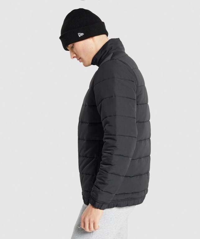 Chaquetas Gymshark Crest Puffer Jacket Hombre Negros | HfOfsPOUXdv