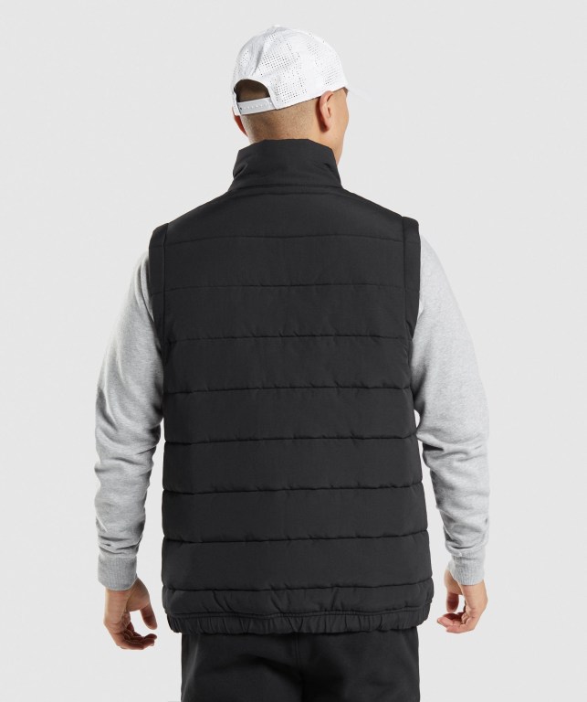 Chaquetas Gymshark Crest Puffer Vest Hombre Negros | 5dfsOReEftE