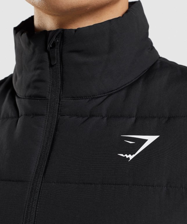 Chaquetas Gymshark Crest Puffer Vest Hombre Negros | 5dfsOReEftE