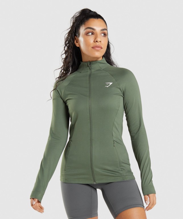 Chaquetas Gymshark Entrenamiento Jacket Mujer Verde Oliva | Wl2ZJPhjp8Z