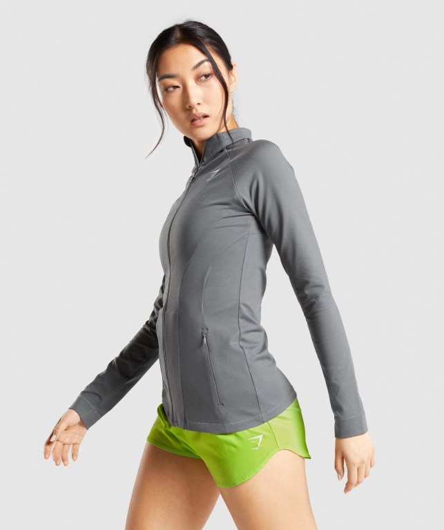 Chaquetas Gymshark Entrenamiento Zip Up Jacket Mujer Grises | JoSmCIJmSMP