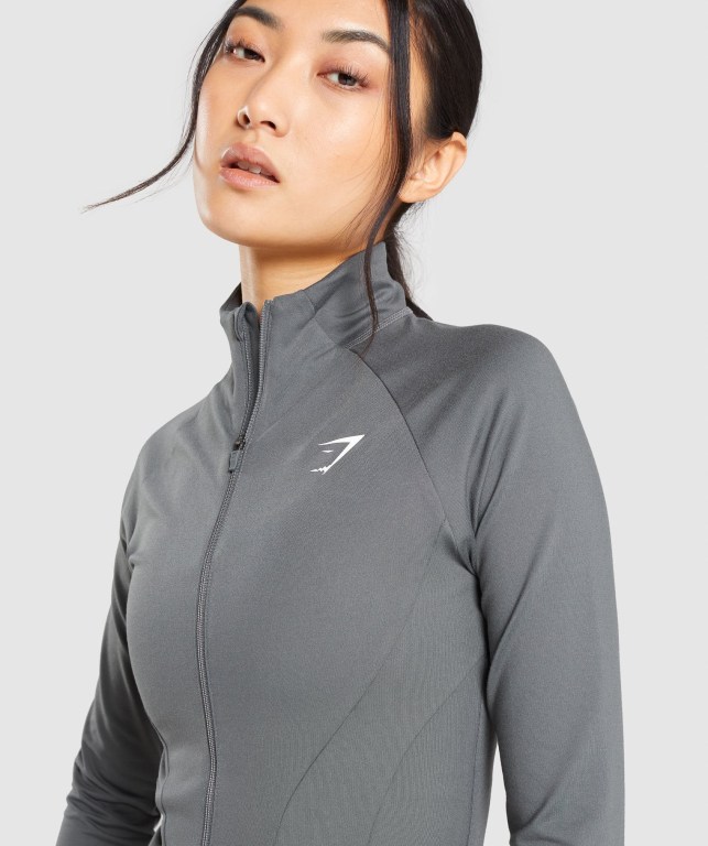 Chaquetas Gymshark Entrenamiento Zip Up Jacket Mujer Grises | JoSmCIJmSMP