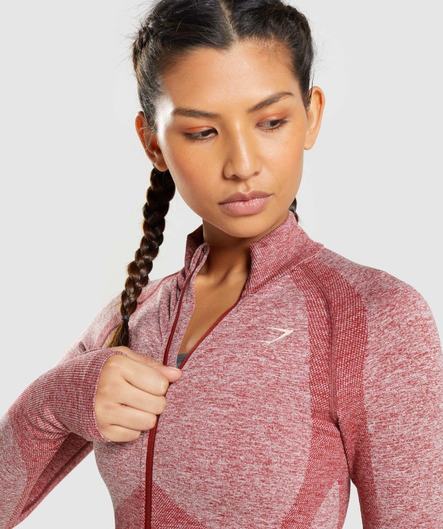 Chaquetas Gymshark Flex Zip Through Jacket Mujer Vino | xVBIAQkYZcZ