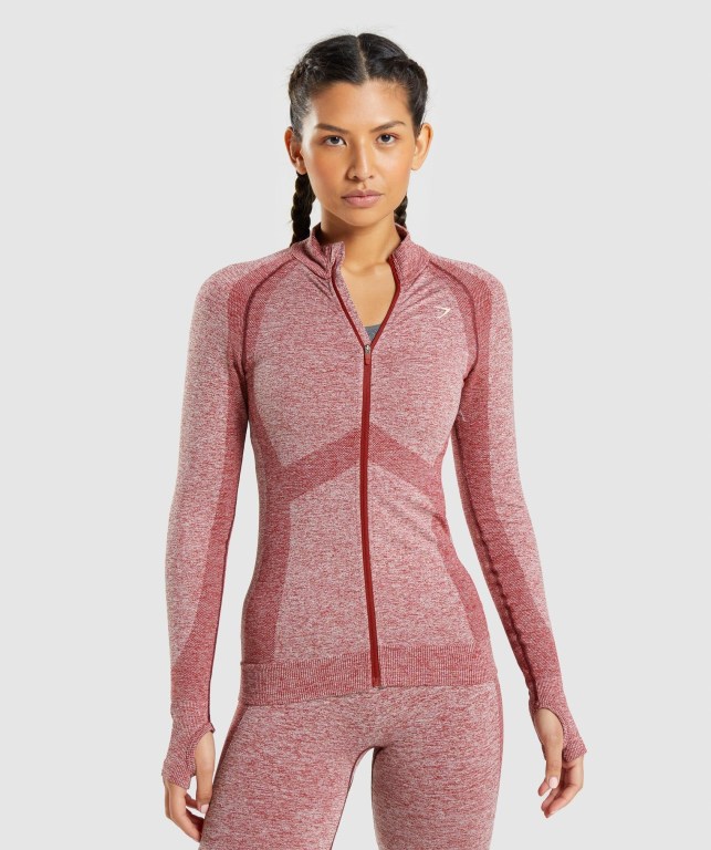 Chaquetas Gymshark Flex Zip Through Jacket Mujer Vino | xVBIAQkYZcZ