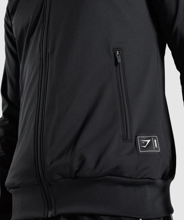 Chaquetas Gymshark Recess Full Zip Pista Jacket Hombre Negros | TXrtBDhqUy1