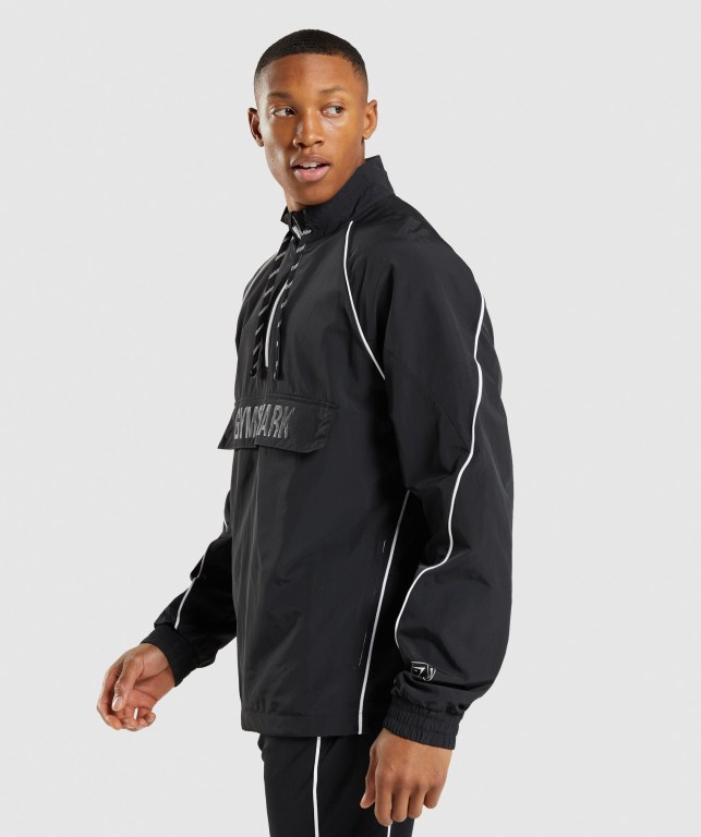 Chaquetas Gymshark Recess Ligeros Jacket Hombre Negros Blancos | rFEliqkzSOY