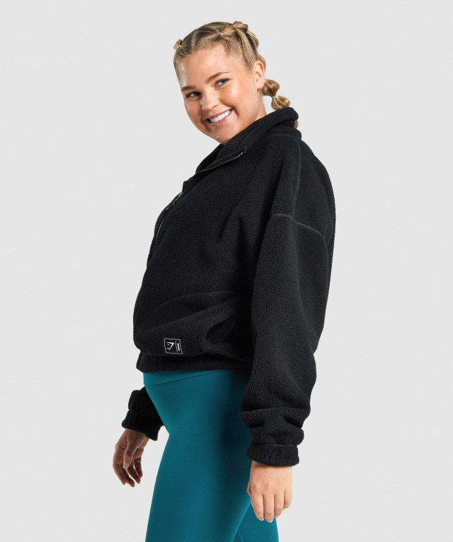 Chaquetas Gymshark Sherpa Jacket Mujer Negros | ZyriB16iIW3