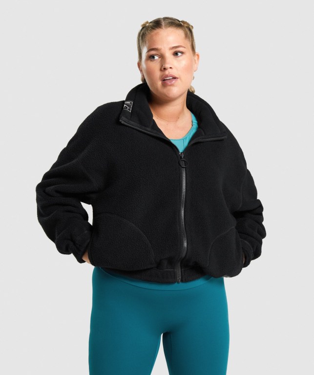 Chaquetas Gymshark Sherpa Jacket Mujer Negros | ZyriB16iIW3