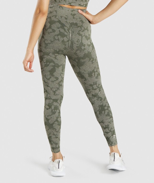 Leggins Gymshark Adapt Camo Seamless Mujer Verdes | WGvJ3foX578