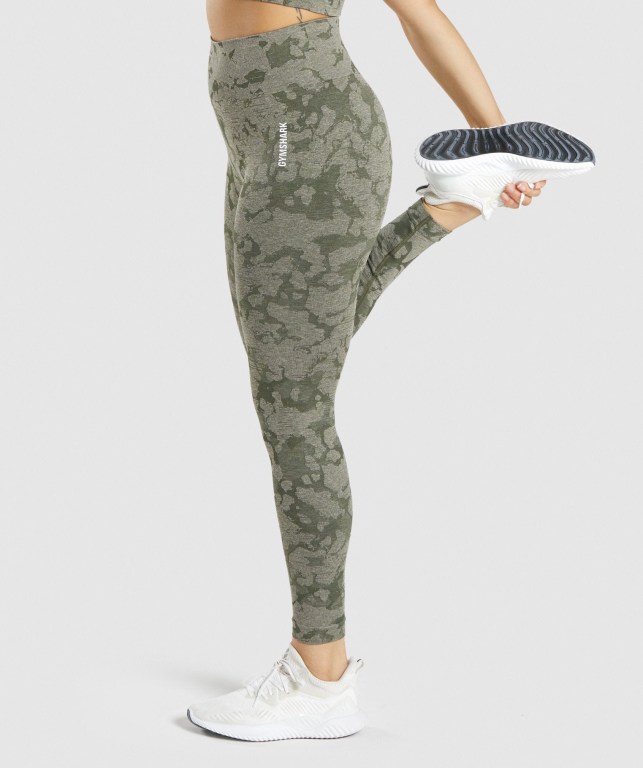 Leggins Gymshark Adapt Camo Seamless Mujer Verdes | WGvJ3foX578