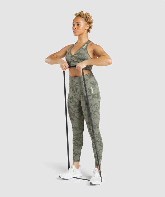 Leggins Gymshark Adapt Camo Seamless Mujer Verdes | WGvJ3foX578