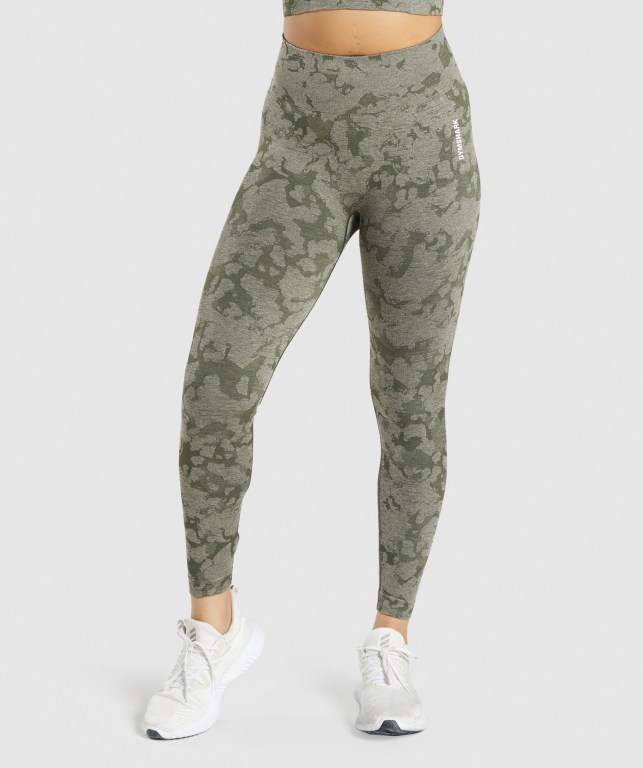 Leggins Gymshark Adapt Camo Seamless Mujer Verdes | WGvJ3foX578