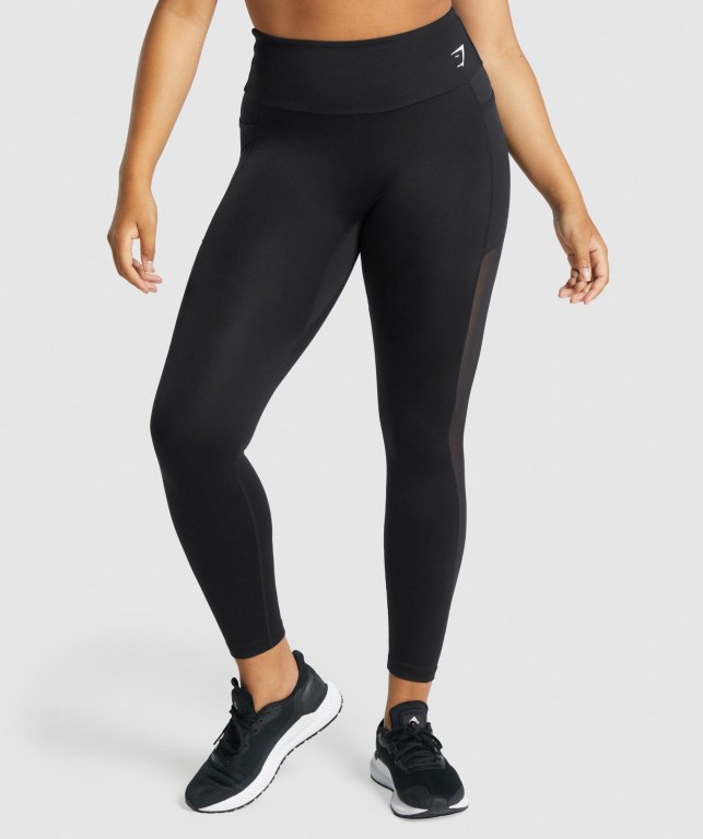 Leggins Gymshark Entrenamiento Mesh Pocket Mujer Negros | BOx5sZ7rAJv