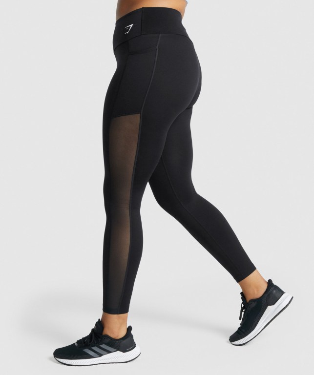 Leggins Gymshark Entrenamiento Mesh Pocket Mujer Negros | BOx5sZ7rAJv