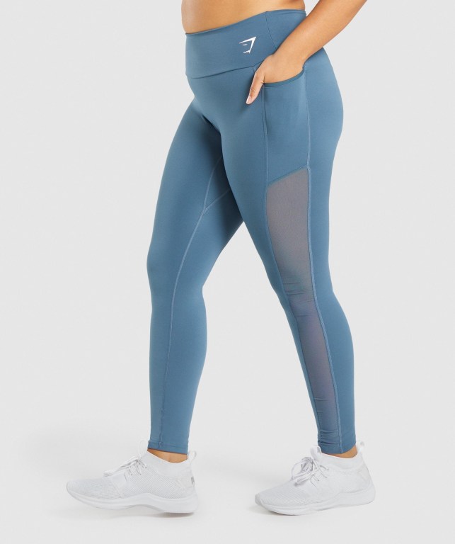 Leggins Gymshark Entrenamiento Mesh Pocket Mujer Turquesa | NJ1XsRr1xQe