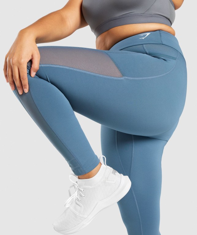 Leggins Gymshark Entrenamiento Mesh Pocket Mujer Turquesa | NJ1XsRr1xQe