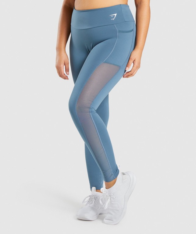 Leggins Gymshark Entrenamiento Mesh Pocket Mujer Turquesa | NJ1XsRr1xQe