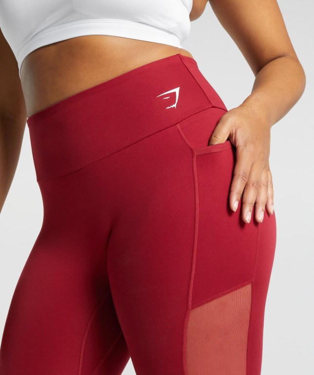 Leggins Gymshark Entrenamiento Mesh Pocket Mujer Vino | a1VyHLzUque