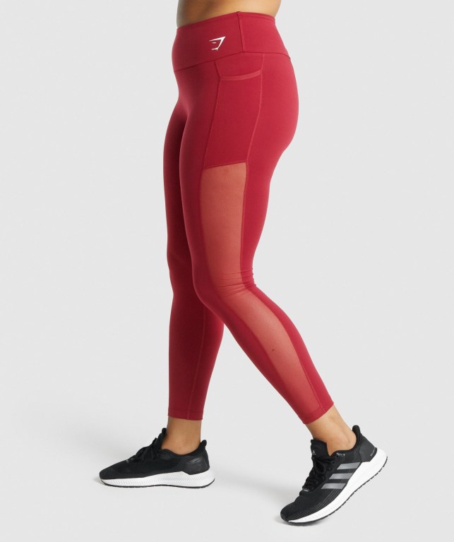 Leggins Gymshark Entrenamiento Mesh Pocket Mujer Vino | a1VyHLzUque