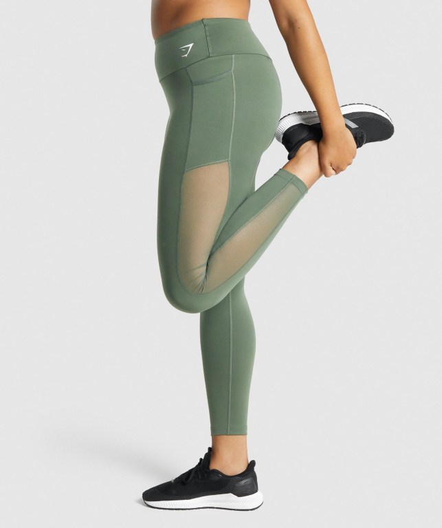 Leggins Gymshark Entrenamiento Mesh Pocket Mujer Verdes | sIxowEVCEPD