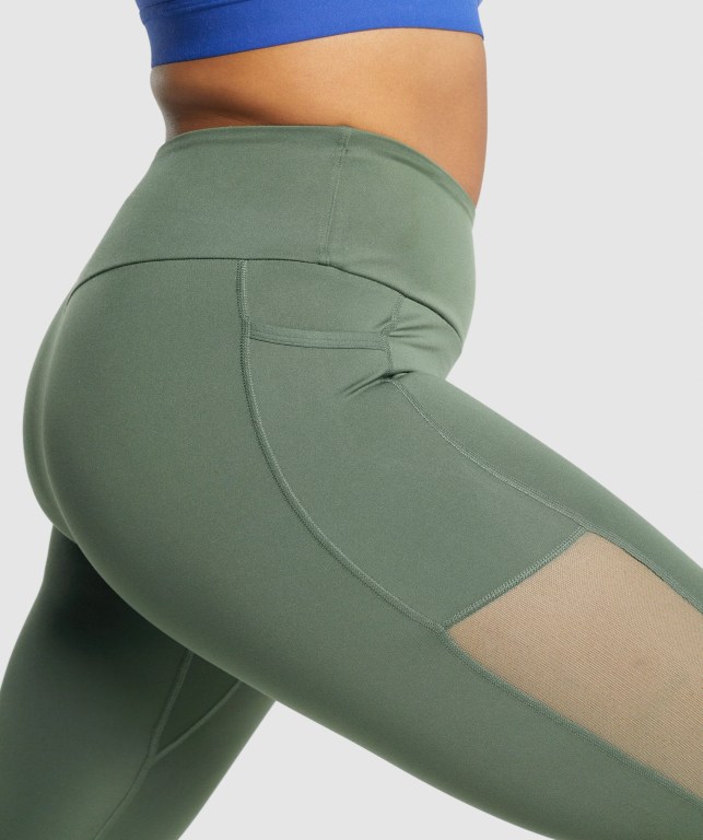 Leggins Gymshark Entrenamiento Mesh Pocket Mujer Verdes | sIxowEVCEPD