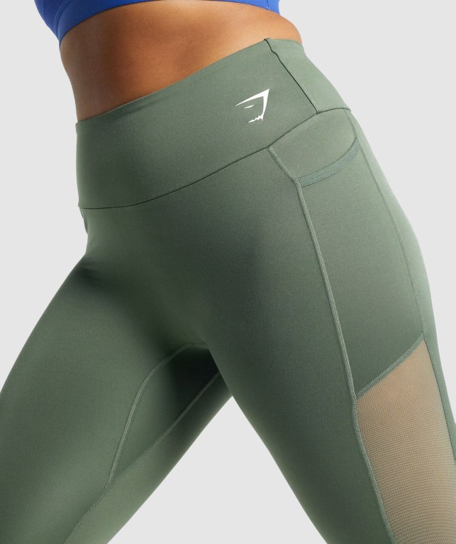 Leggins Gymshark Entrenamiento Mesh Pocket Mujer Verdes | sIxowEVCEPD