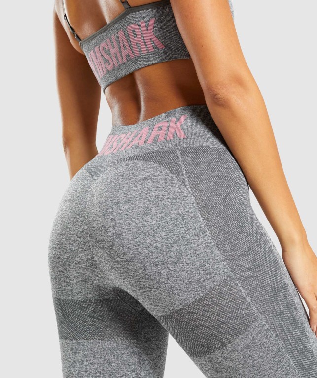 Leggins Gymshark Flex Mujer Grises Rosas | cvbFmTQ8tFN