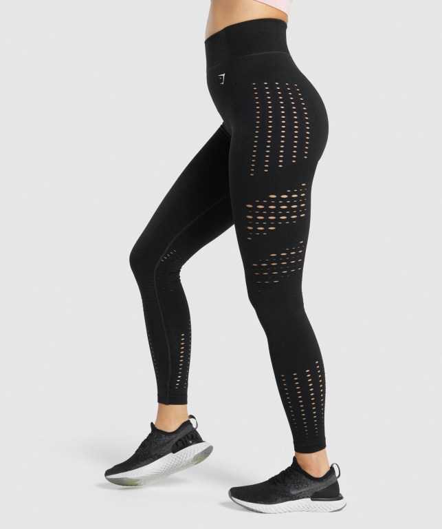 Leggins Gymshark Glow Seamless Tights Mujer Negros | NAy1sXABwhy