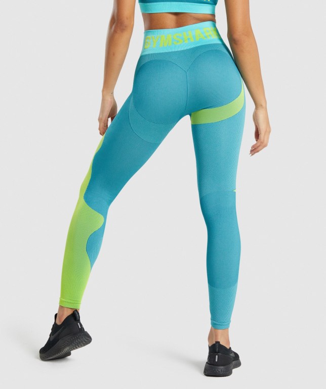 Leggins Gymshark WTFlex Seamless Mujer Azules | ia5b1NnXiyR