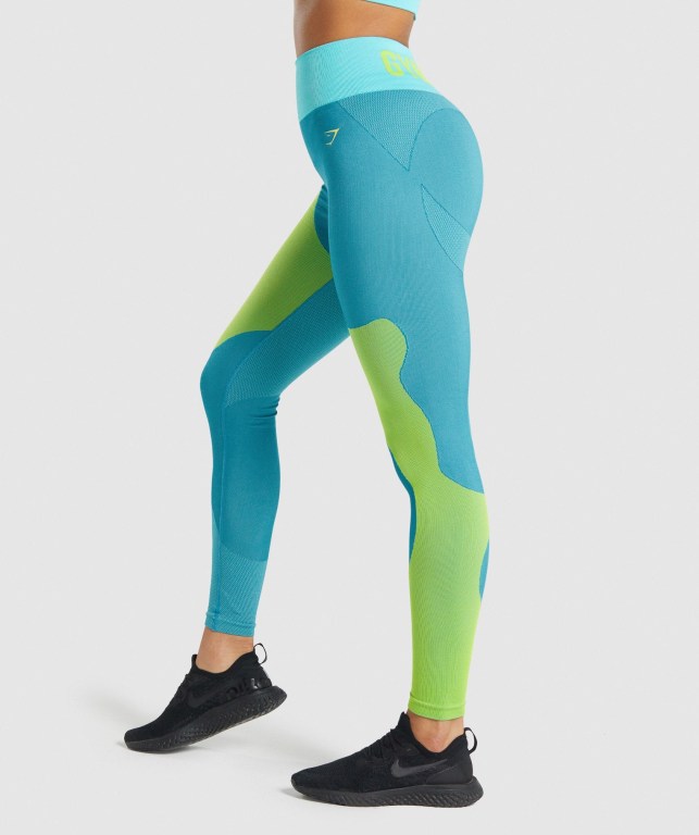 Leggins Gymshark WTFlex Seamless Mujer Azules | ia5b1NnXiyR