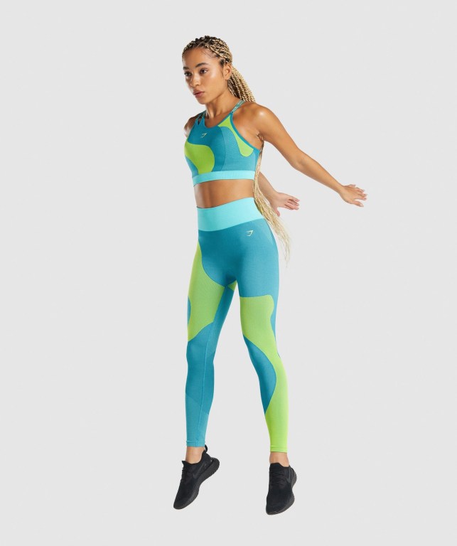 Leggins Gymshark WTFlex Seamless Mujer Azules | ia5b1NnXiyR