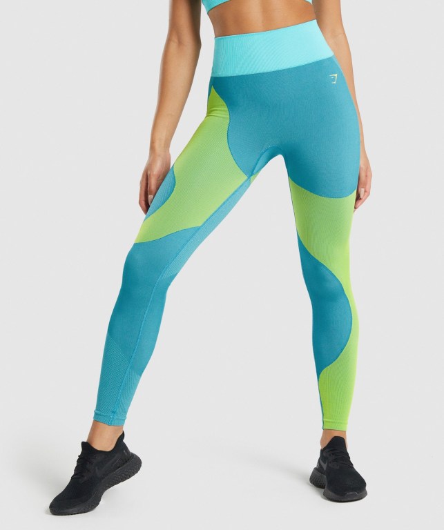 Leggins Gymshark WTFlex Seamless Mujer Azules | ia5b1NnXiyR