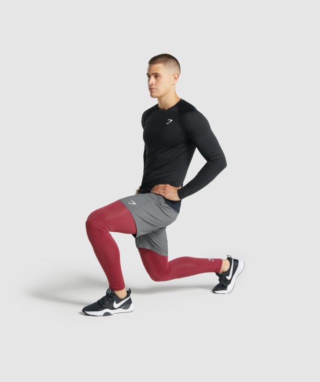 Pantalones Jogger Gymshark Element Baselayer Hombre Vino | HUHGZbjTOYm