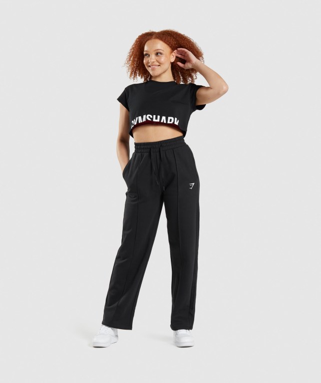 Pantalones Jogger Gymshark Entrenamiento Straight Leg Jogger Mujer Negros | JwFbphvhSxg