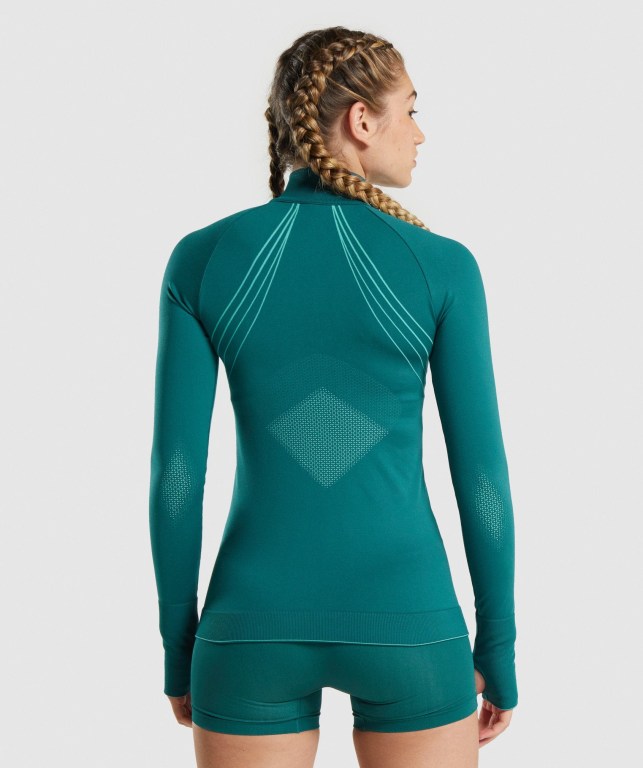 Pullover Gymshark Apex Seamless 1/4 Zip Mujer Turquesa | ICErxhNFnYH