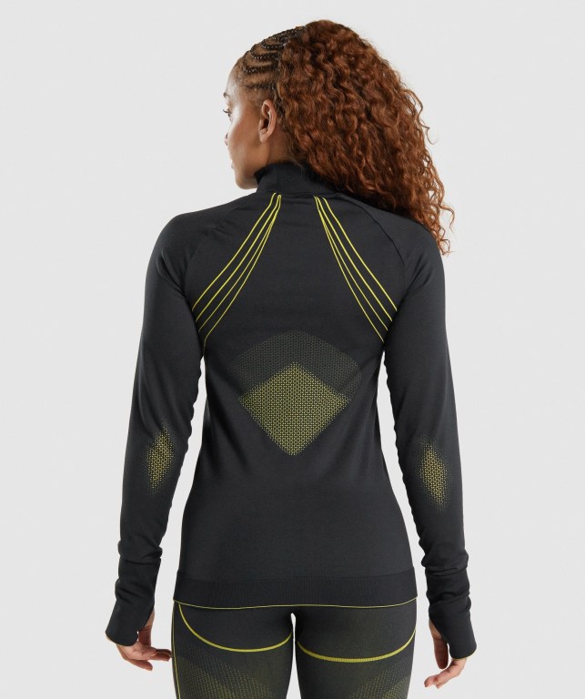 Pullover Gymshark Apex Seamless 1/4 Zip Mujer Negros Amarillos | YGZYBCKnKdU