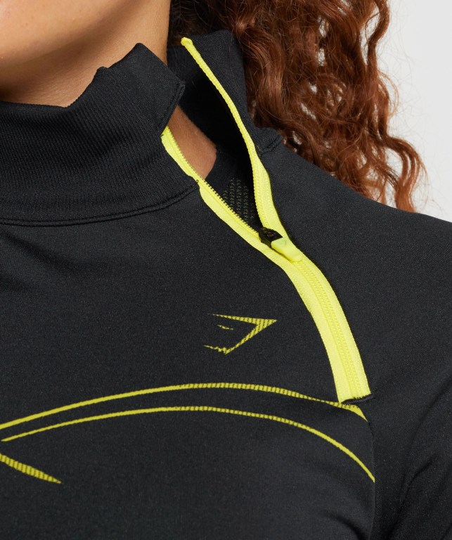 Pullover Gymshark Apex Seamless 1/4 Zip Mujer Negros Amarillos | YGZYBCKnKdU