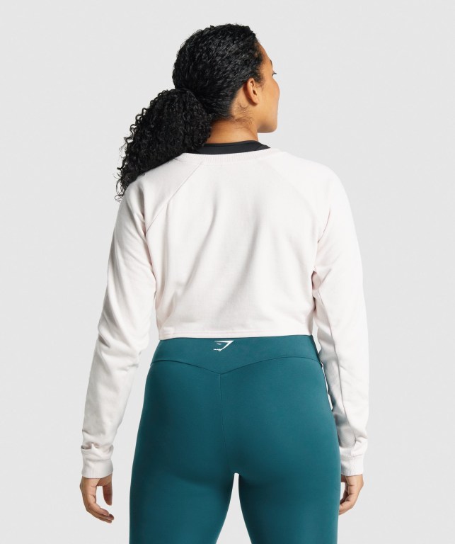 Pullover Gymshark Apollo Graphic Cropped Sueter Mujer Creme | iZLu6GrUt7f