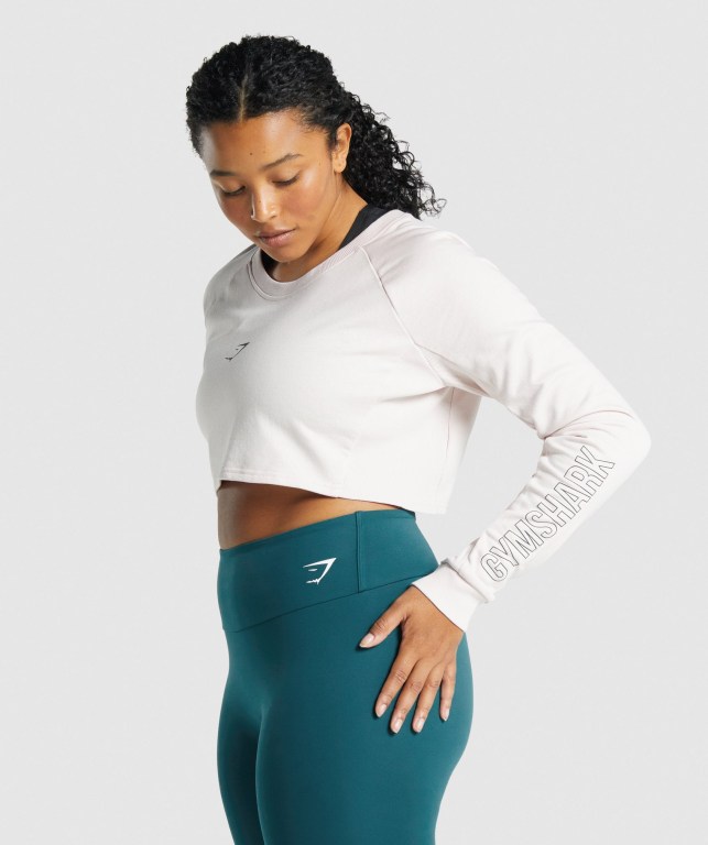 Pullover Gymshark Apollo Graphic Cropped Sueter Mujer Creme | iZLu6GrUt7f