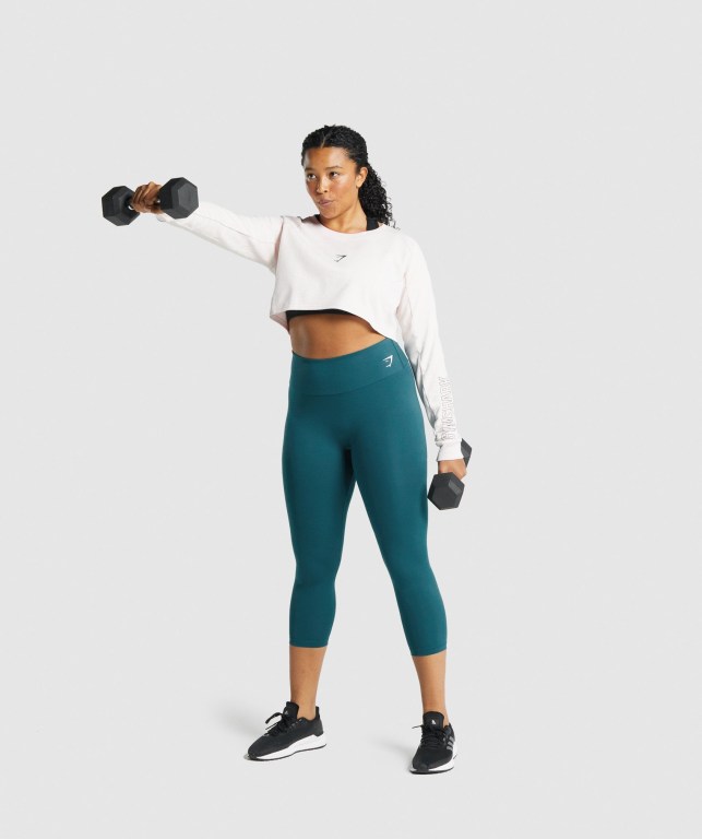 Pullover Gymshark Apollo Graphic Cropped Sueter Mujer Creme | iZLu6GrUt7f